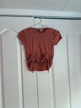 No Boundaries Rust Ruched Crop Top